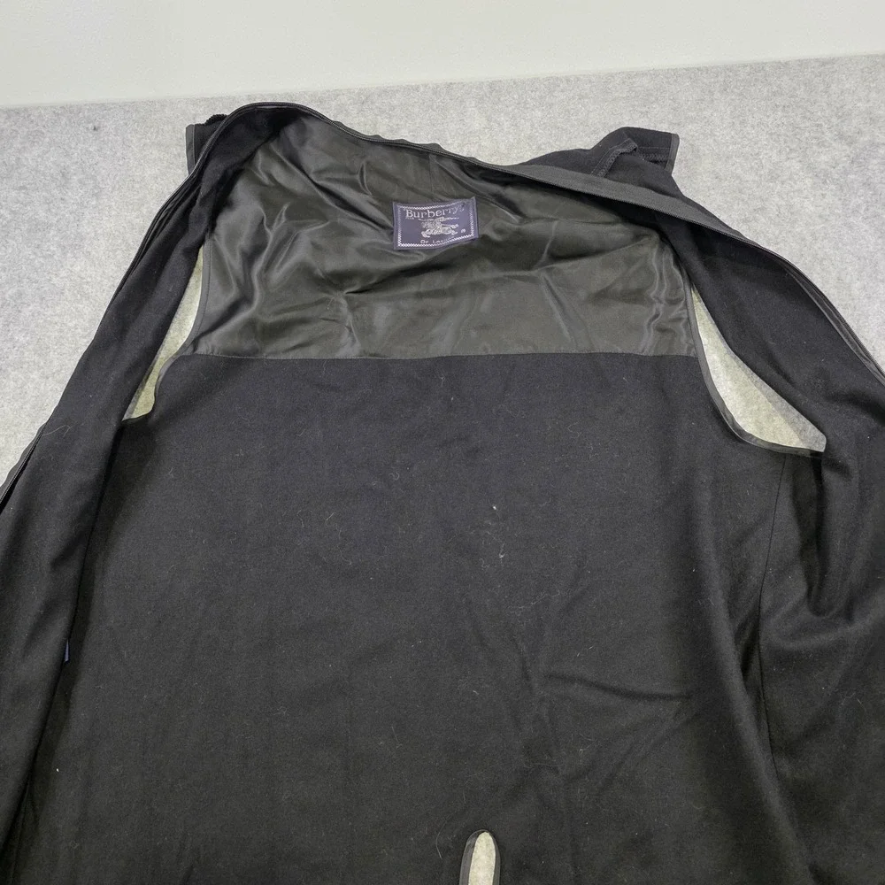Vintage Burberrys Mens Large Black Wool Zip In Trench Coat Liner Long